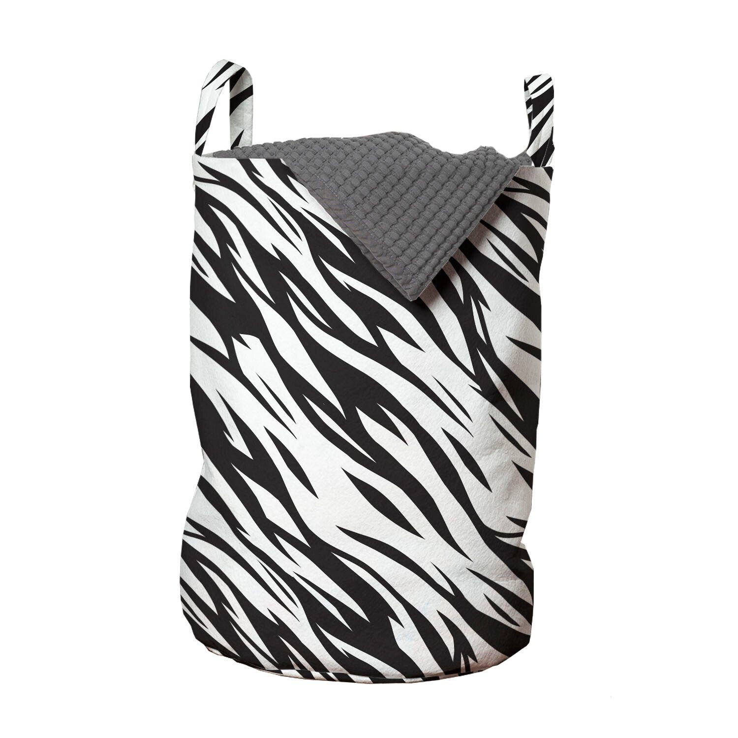 Abakuhaus Wäschesäckchen Wäschekorb mit Griffen Kordelzugverschluss für Waschsalons, Zebra-Druck Exotische Savanna Stripy