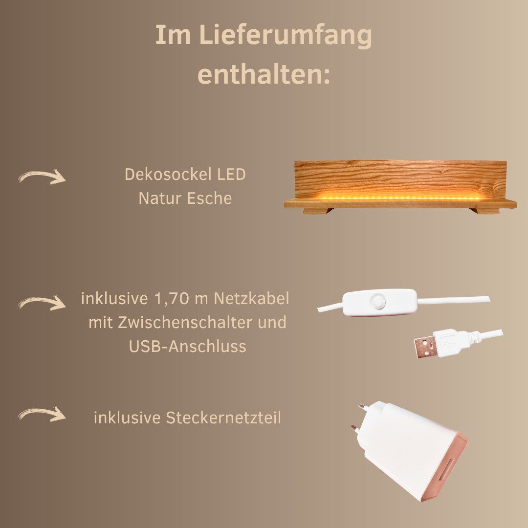 Weigla LED Dekolicht Dekosockel aus lackiertem Eschenholz, BxHxT: 60x14,4x7 cm, LED fest integriert, Deko aus dem Erzgebirge für Weihnachten und das ganze Jahr – Bild 5 von 5