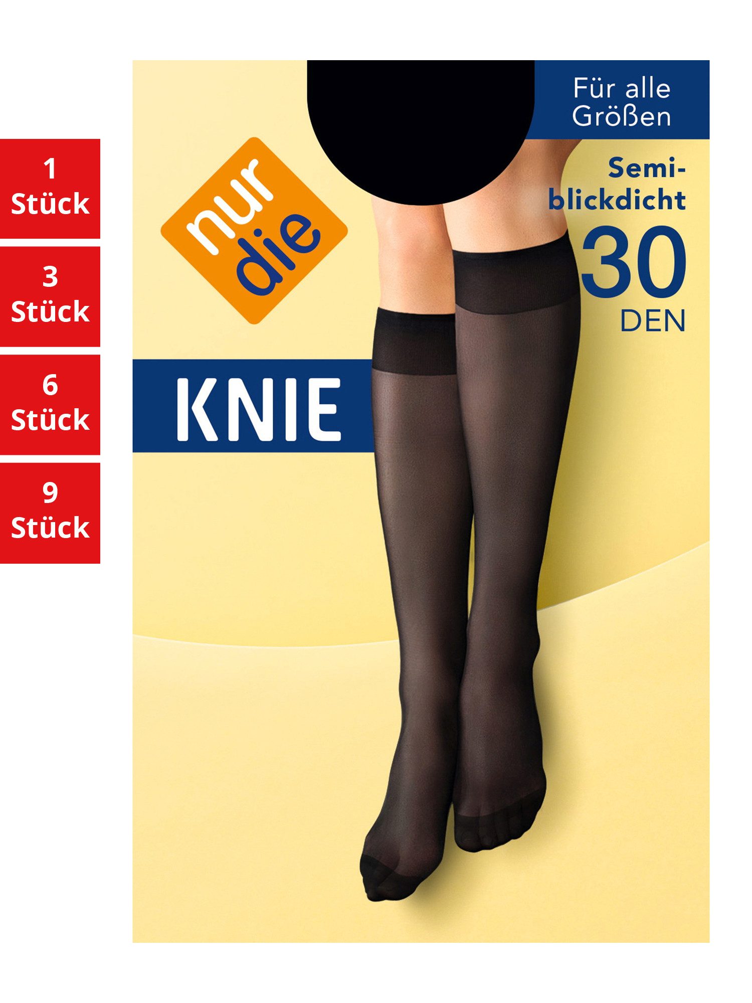 Nur Die Kniestrümpfe 30 DEN Damen (1er/3er/6er/9er Pack, 3-Paar) Knie-strüm günstig online kaufen