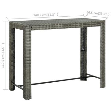 furnicato Gartentisch Garten-Bartisch Grau 140,5x60,5x110,5 cm Poly Rattan