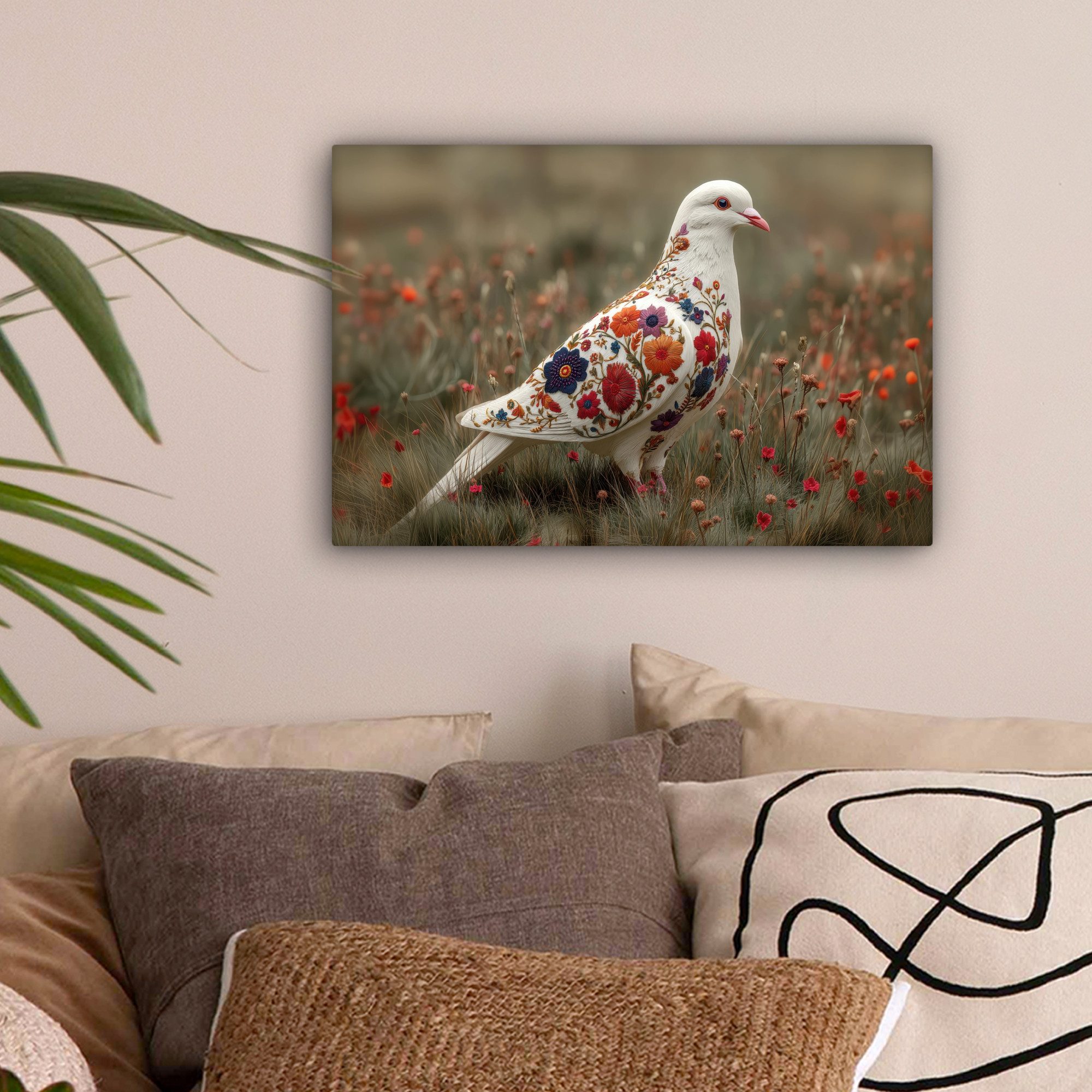 OneMillionCanvasses® Leinwandbild Taube - Blumen - Natur, Fotodruck (1 St), günstig online kaufen