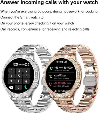 findtime Smartwatch (Android, iOS), mit Telefonfunktion Blutdruckmessung Benachrichtigung Schrittzähler
