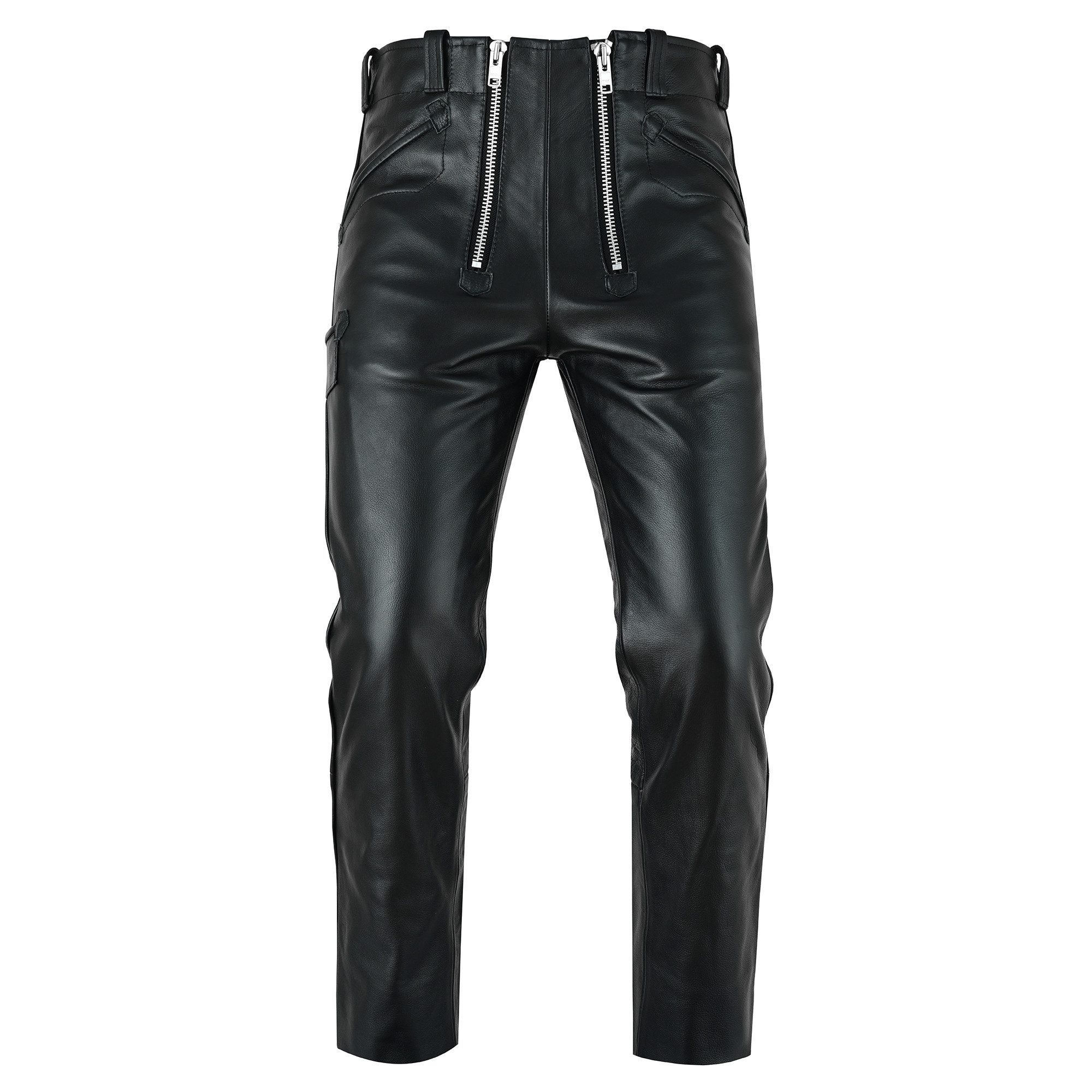 BOHMBERG Lederhose HerrenZimmermannshose, Zunfthose echtes Rinds Leder, Schwarz