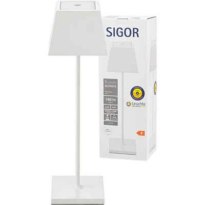 SIGOR LED Tischleuchte »LED Akku-Tischleuchte Nuindie aus Aluminiumdruckgu«, Touchfunktion: Ja, Leuchtmittel enthalten: Ja, fest verbaut, LED, warmweiss, Tischleuchte, Nachttischlampe, Tischlampe