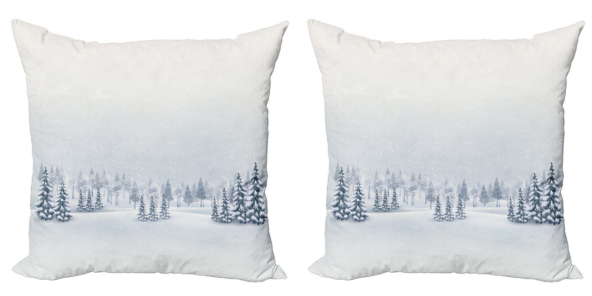 Kissenbezüge Modern Accent Doppelseitiger Digitaldruck, Abakuhaus (2 Stück), Winter Nebligen Wetter Bäume