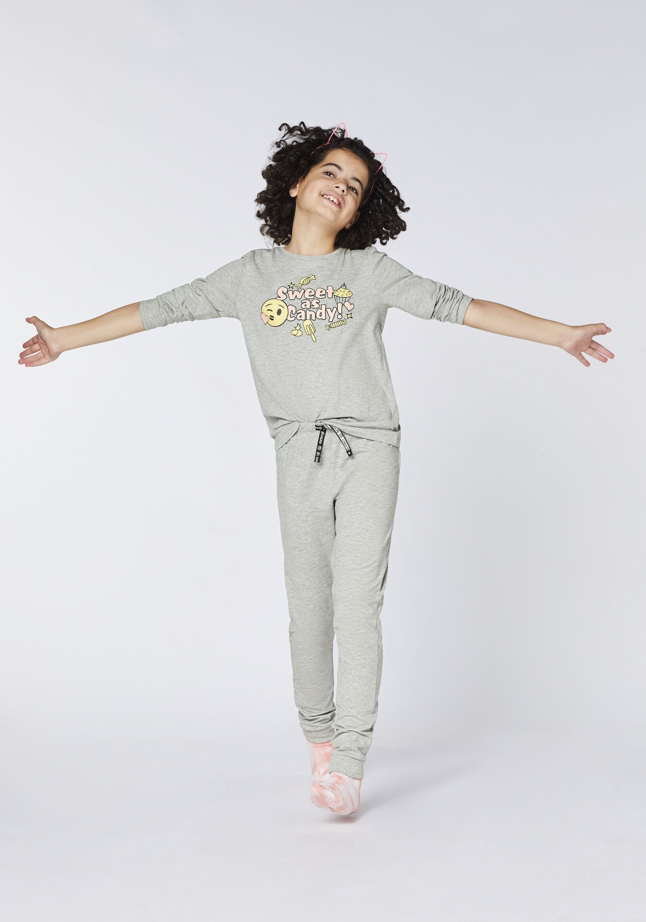 Emoji Pyjama mit Print-Langarmshirt und Hose (Set, 2 tlg)