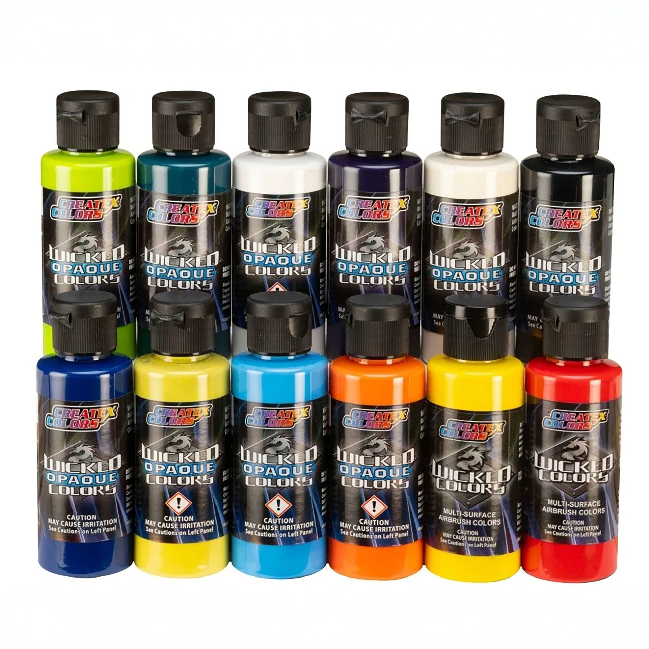 Createx Colors Acrylfarbe Wicked W130-02 12 Color Wicked Set 12 x 60 ml Airbrush Farbe 116130