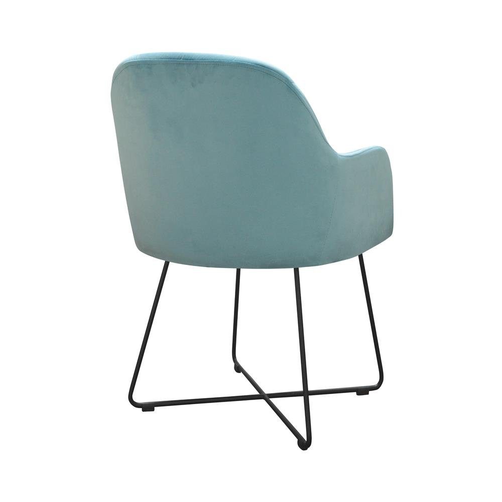 JVmoebel Stuhl, Moderne Lehnstühle Set 8 Polster Turkis Armlehne Gruppe Garnitur Stühle Design Hellblau