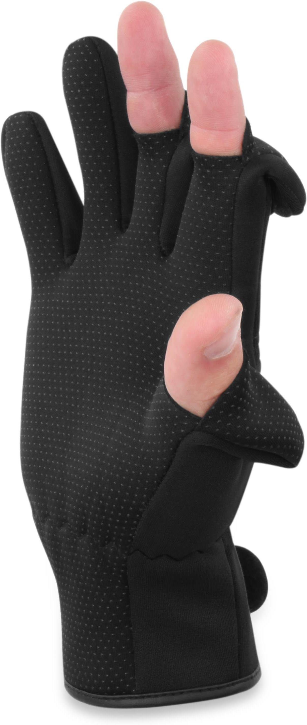 Schwarz umklappbaren Neopren normani Anti-Rutsch-Handschuhe Wahoo - mit Angelhandschuhe Fingerkuppen aus Thermohandschuhe Neopren-Anglerhandschuhe