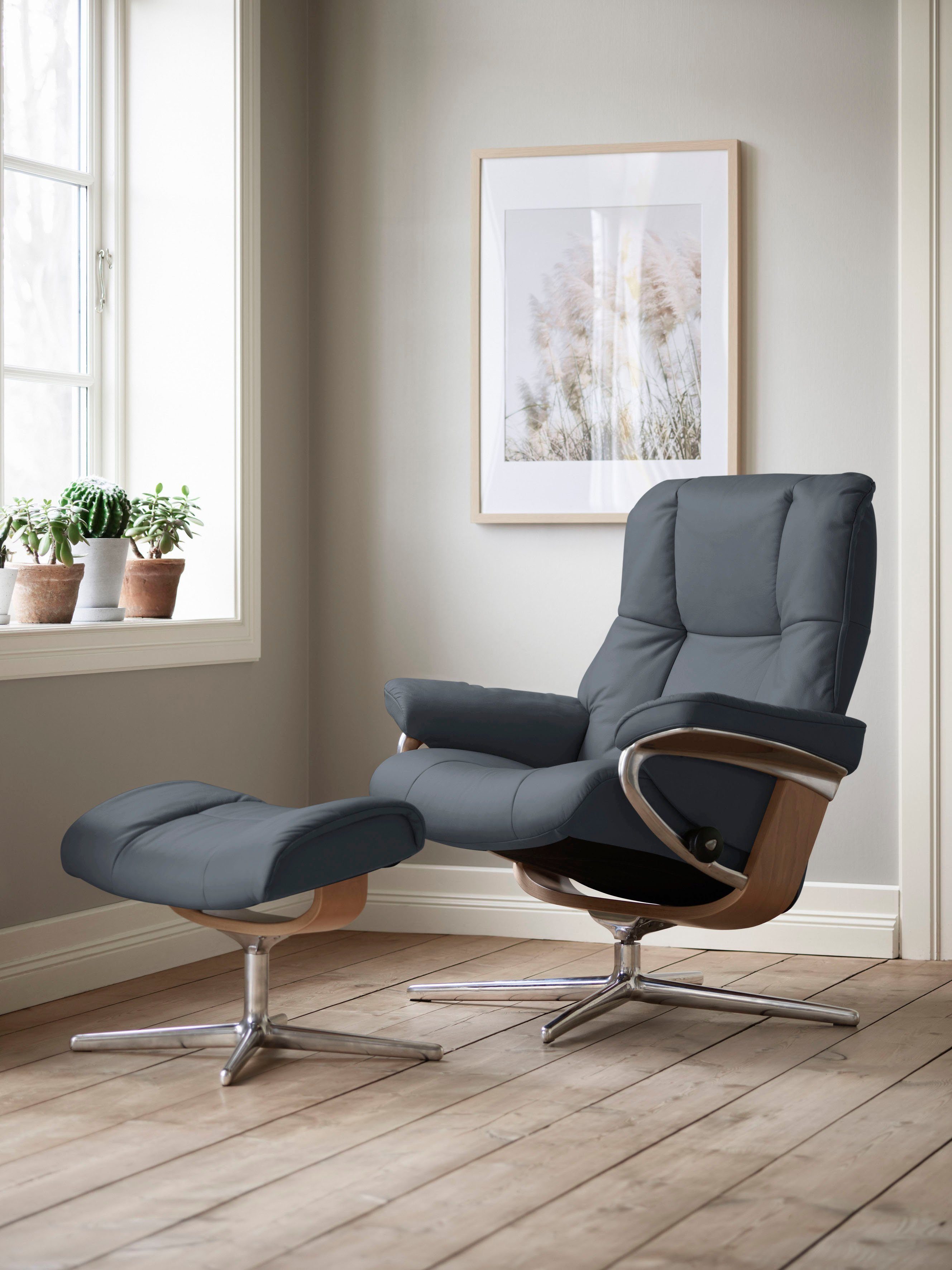 mit Stressless® Relaxsessel & S, Mayfair Cross mit Holzakzent Hocker), mit L, (Set, Eiche Relaxsessel M Base, Größe Hocker,