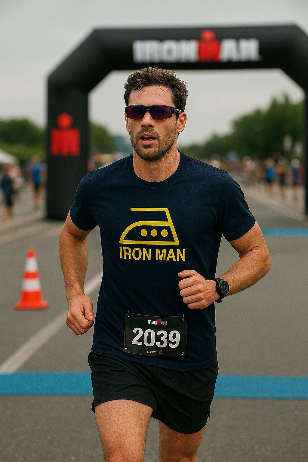coole-fun-t-shirts Print-Shirt IRONMAN T-Shirt Navy - gelb Herren S M L XL XXL 3XL 4XL 5XL Ironman Bügeleisen T-Shirt