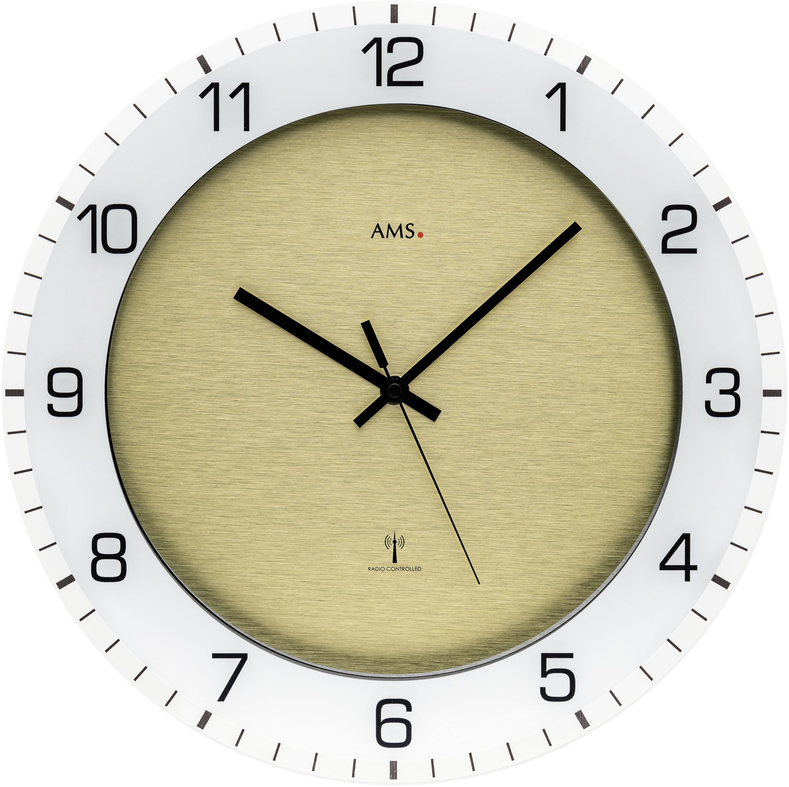 AMS Funkwanduhr (Quarzuhr, Wanduhr, Made in Germany, Wohnzimmer, Küche, Arbeitszimmer)