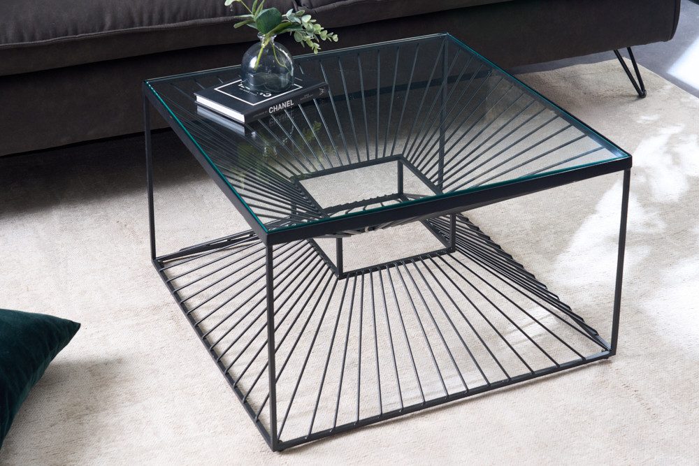riess-ambiente Couchtisch ILLUSION 60cm schwarz / transparent (Einzelartikel, 1-St), Wohnzimmer · Glas · Metall · eckig · handmade · Modern Design