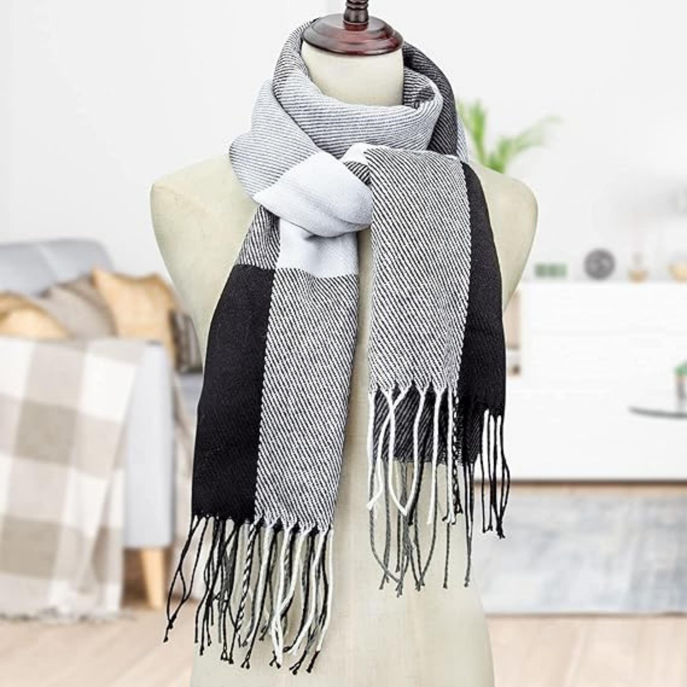 Coonoor Modeschal Karierter Damen Schal mit Fransen, im Oversize Look,für Herbst Winter, ideal für Herbst Winter – Bild 5 von 5