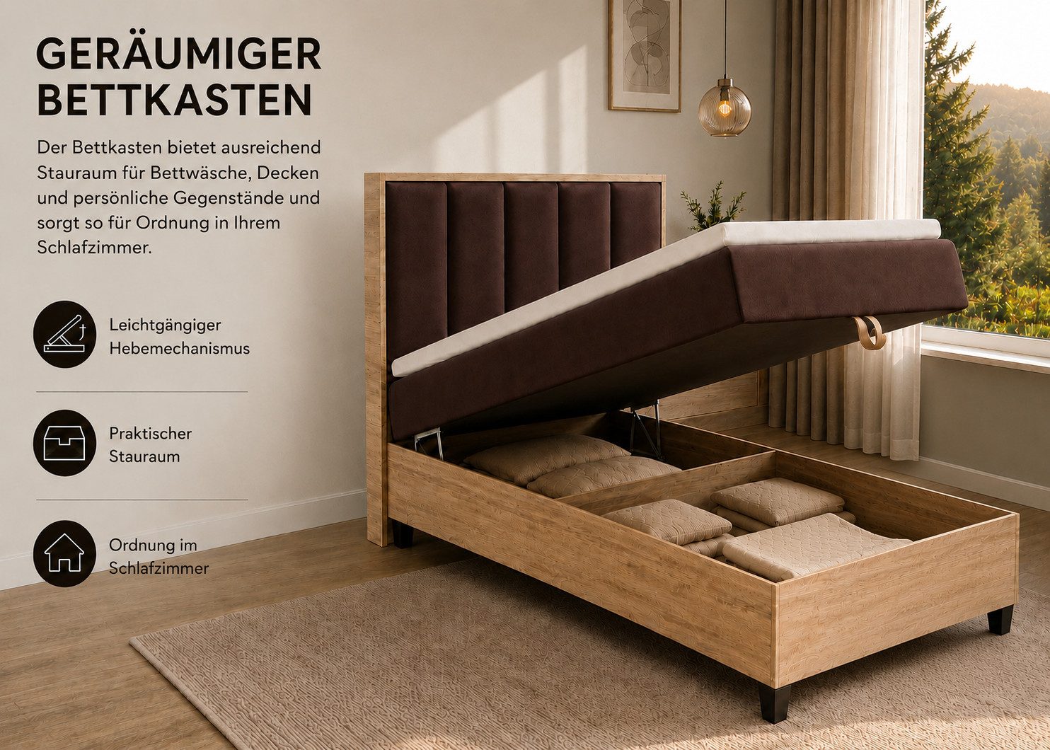 Best for Home Boxspringbett Einzelbett Trinity K-10 mit Bettkasten & Komfort Topper T30 (Bett, Polsterbett mit Stauraum, Jugendbett, Kinderbett versch. Größen, 4-St., 70x200 80x200 90x200 100x200 cm), Verschiedene Liefermöglichkeiten, TOP Preis-Leistungs-Verhältnis