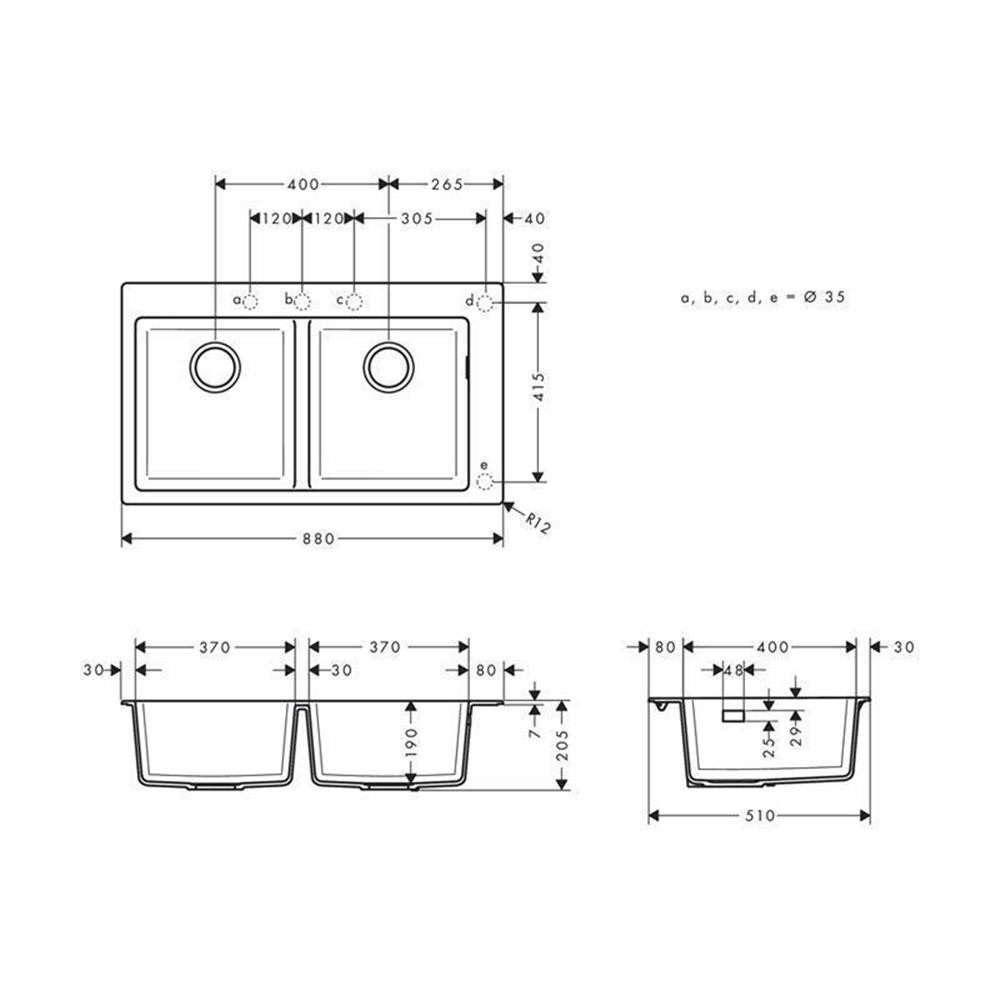 hansgrohe Granitspüle hansgrohe 370/370 S510-F770, 0/0 cm