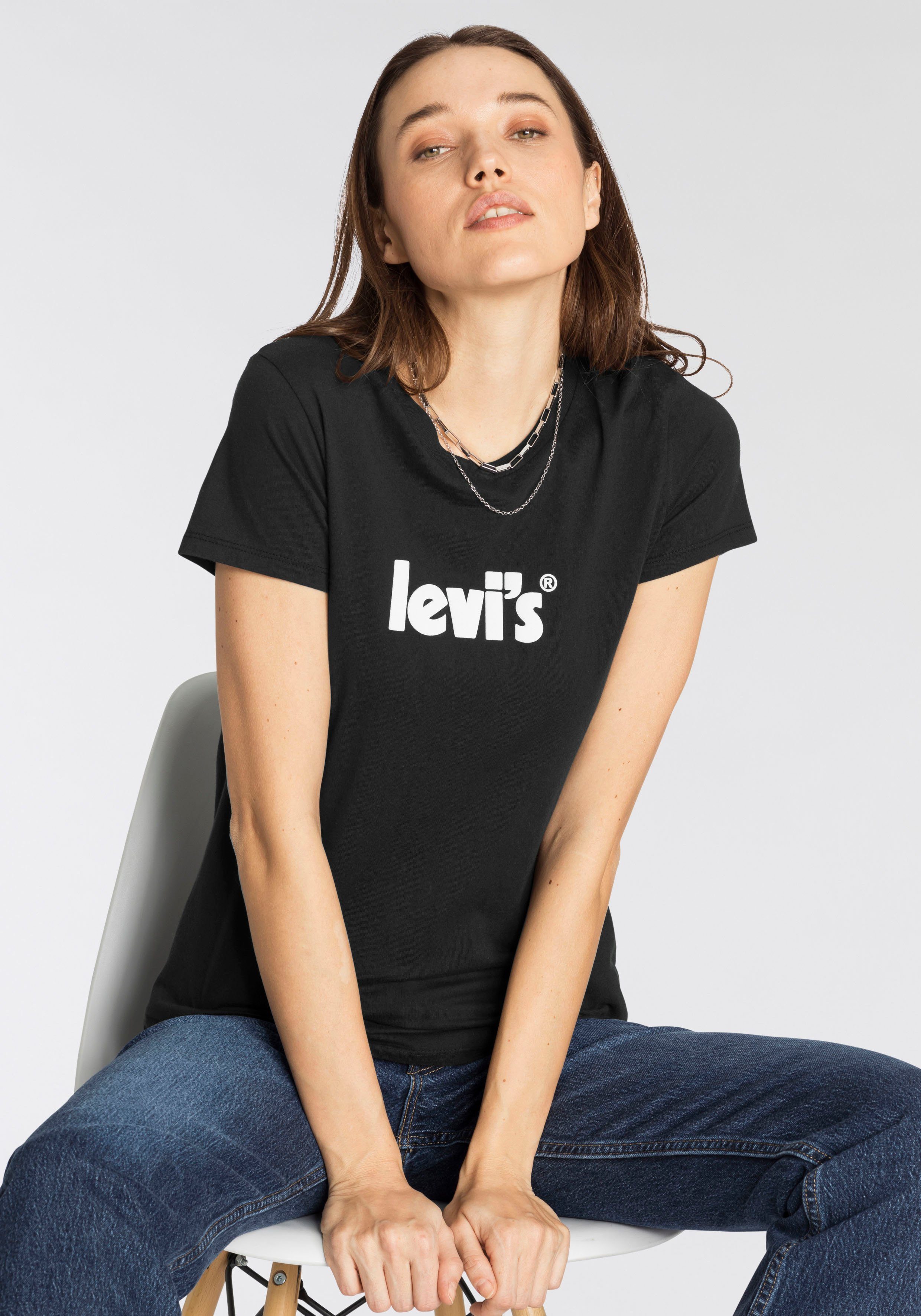 Mit THE Levi's® TEE schwarz PERFECT Markenschriftzug T-Shirt