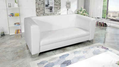 Küchen-Preisbombe Sofa Edles Loungesofa Chicago 3-er Kunstleder weiss Couch Polstersofa, Loungesofa