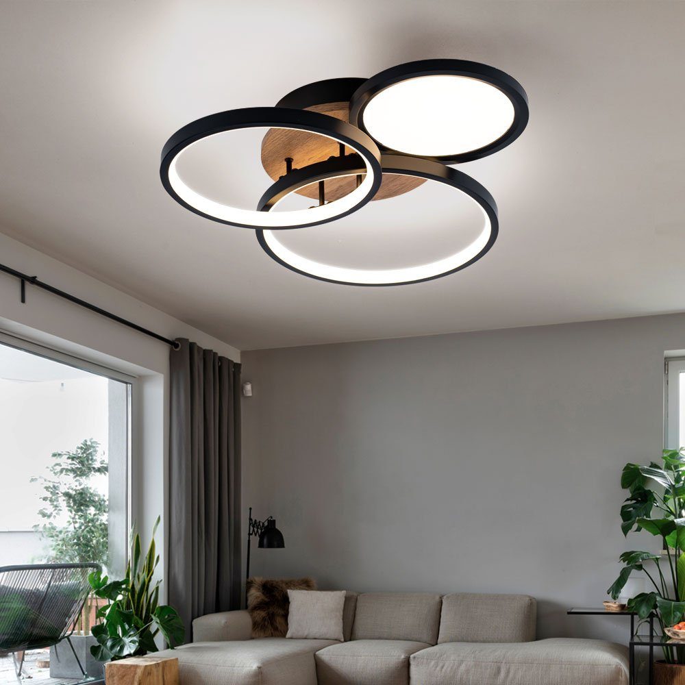 Leuchtmittel Deckenleuchte MDF Wohnzimmerlampe inklusive, Deckenleuchte, etc-shop LED Warmweiß, LED Deckenleuchte Ringe