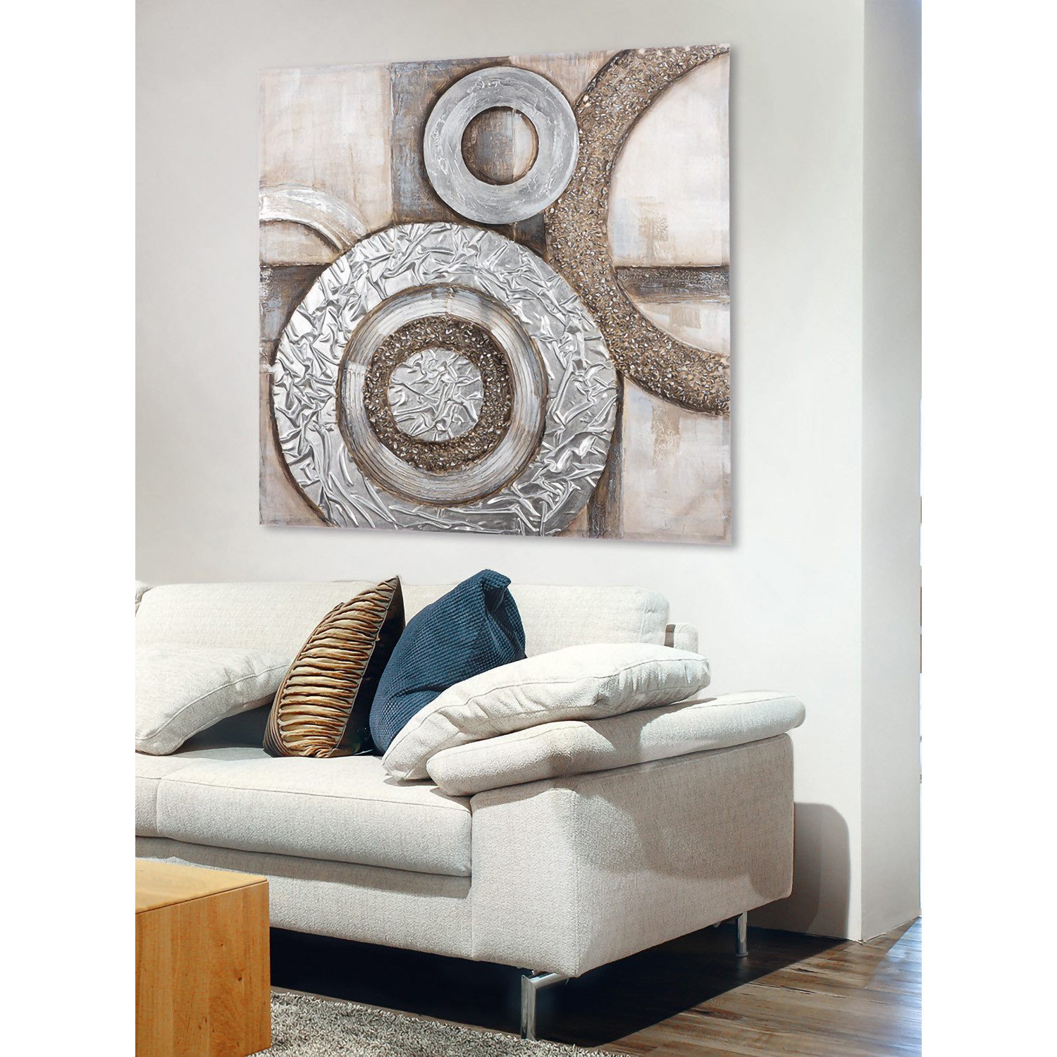 GILDE Bild TUMARIN Bild - silber - Leinwand - H. 100cm x B. 100cm - 3D-Optik, (1xBild), Dekoration - Wohnzimmer Bilder - Wandbild Modern