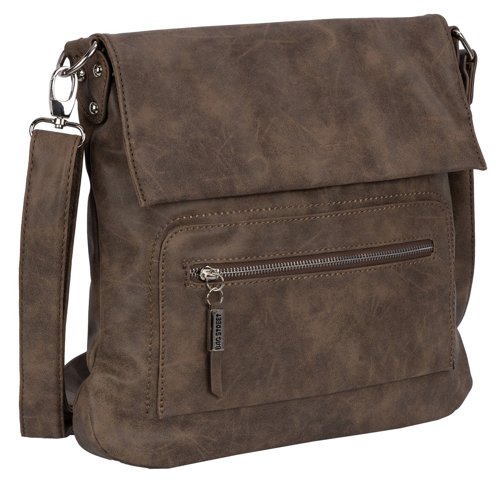 BAG STREET Schlüsseltasche Bag Street Damentasche Umhängetasche Handtasche Schultertasche T0103, als Schultertasche, Umhängetasche tragbar BRAUN