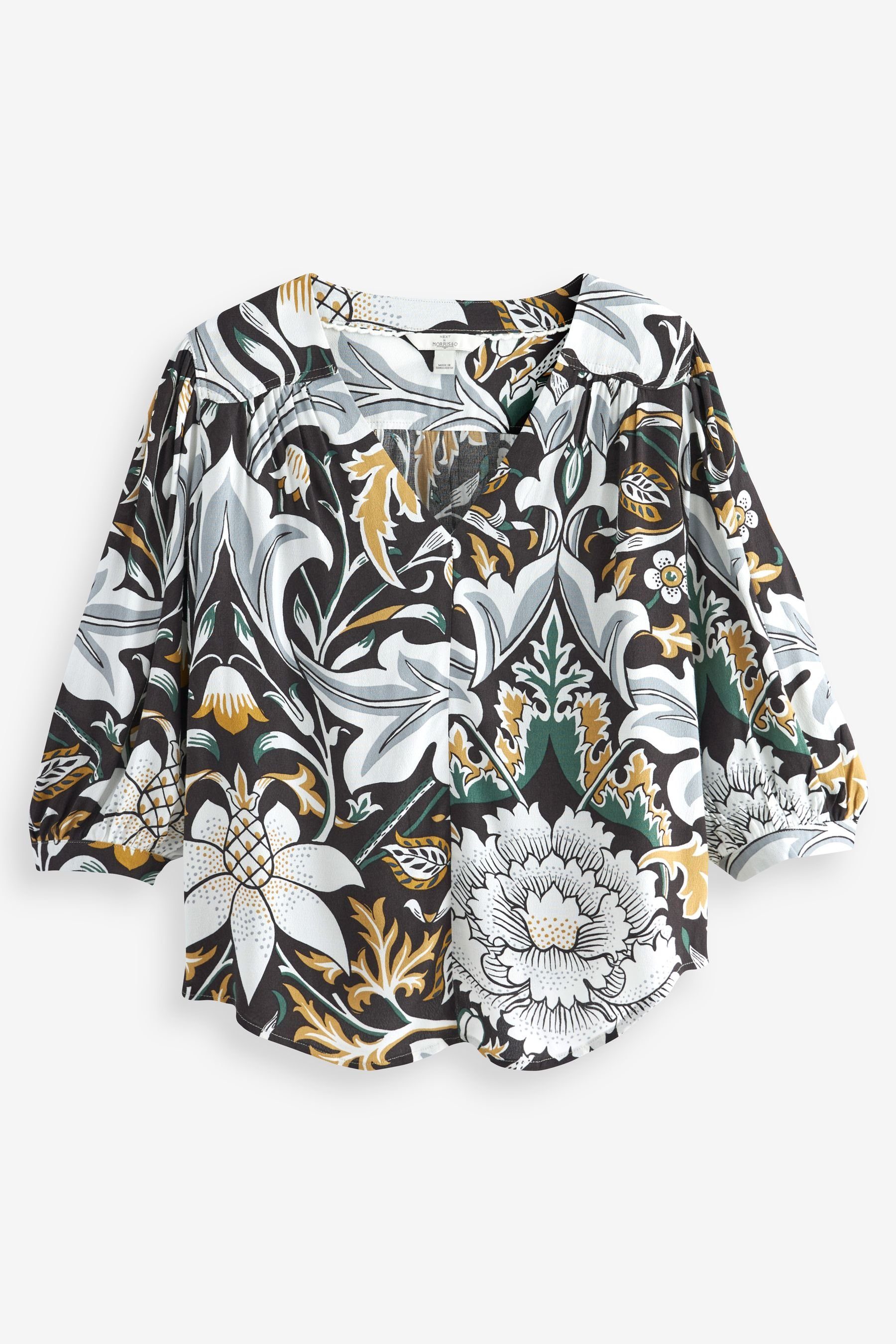 Next Blusenshirt Oberteil mit V-Ausschnitt und 3/4-Ärmeln (1-tlg)