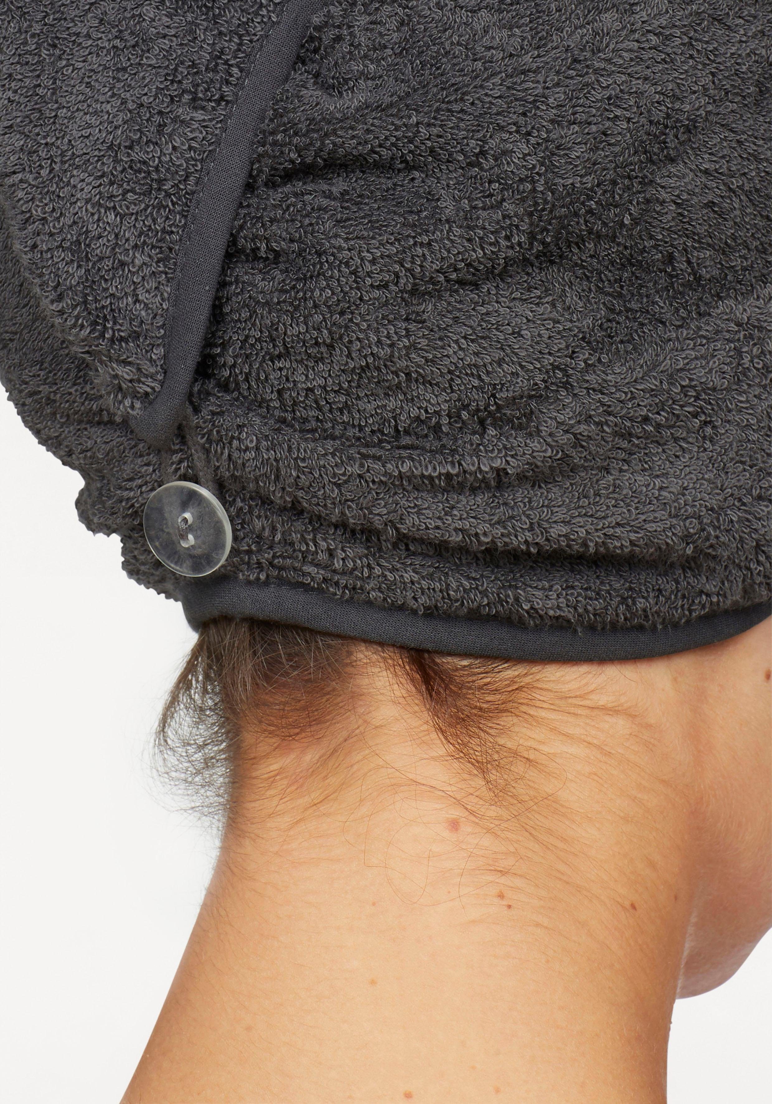 OTTO home Turban-Handtuch Juna, als Set und Serie erhältlich, 2 Turbanhandtücher 24x61cm, Walkfrottee (2-St), 100% Baumwolle, Turban, Uni-Farben, weich