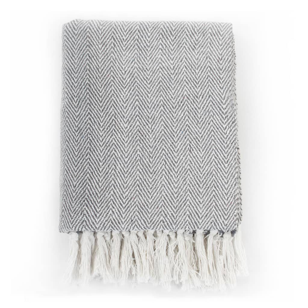 Baumwolle, Kuscheldecke trendigen Plaid mit Design,aus Fransen, DOTMALL Grau