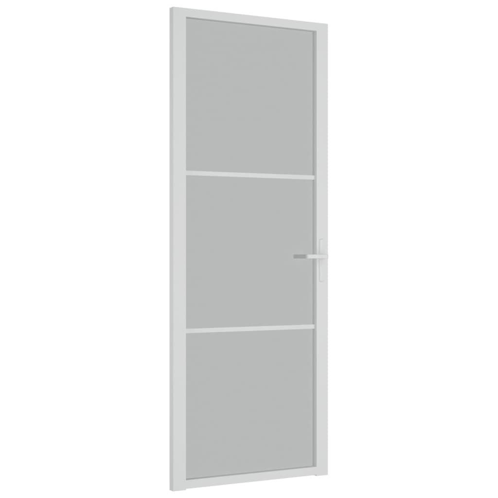 vidaXL Haustür Innentür 76x201,5 cm Weiß Mattglas und Aluminium (1-St)