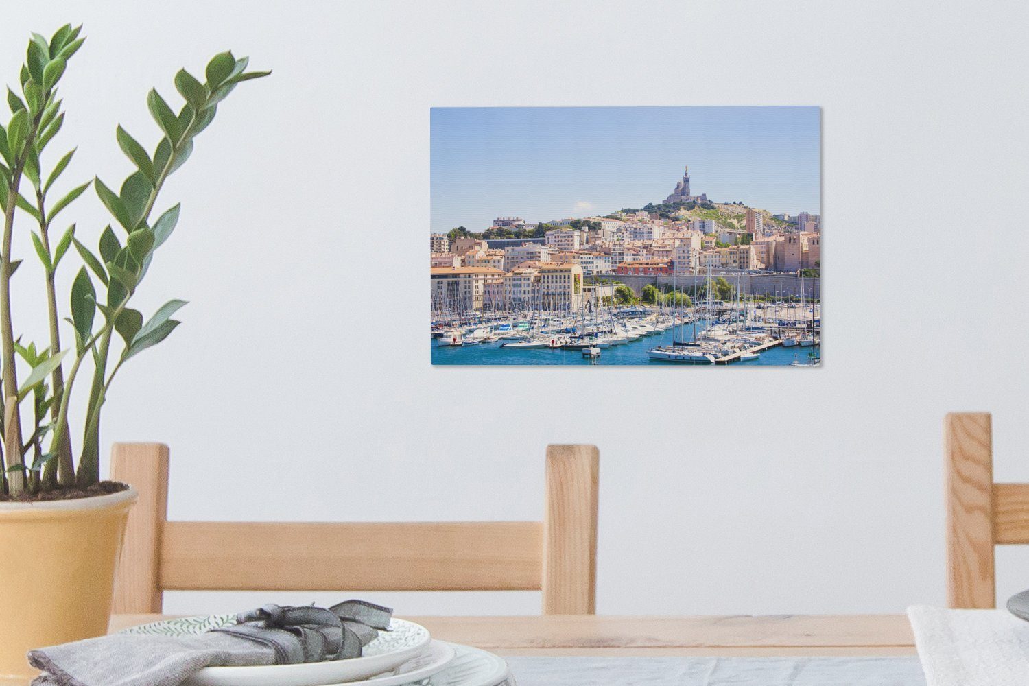 OneMillionCanvasses® Leinwandbild Hafen von Marseille, (1 St), Wanddeko, Wandbild 30x20 cm Aufhängefertig, Leinwandbilder
