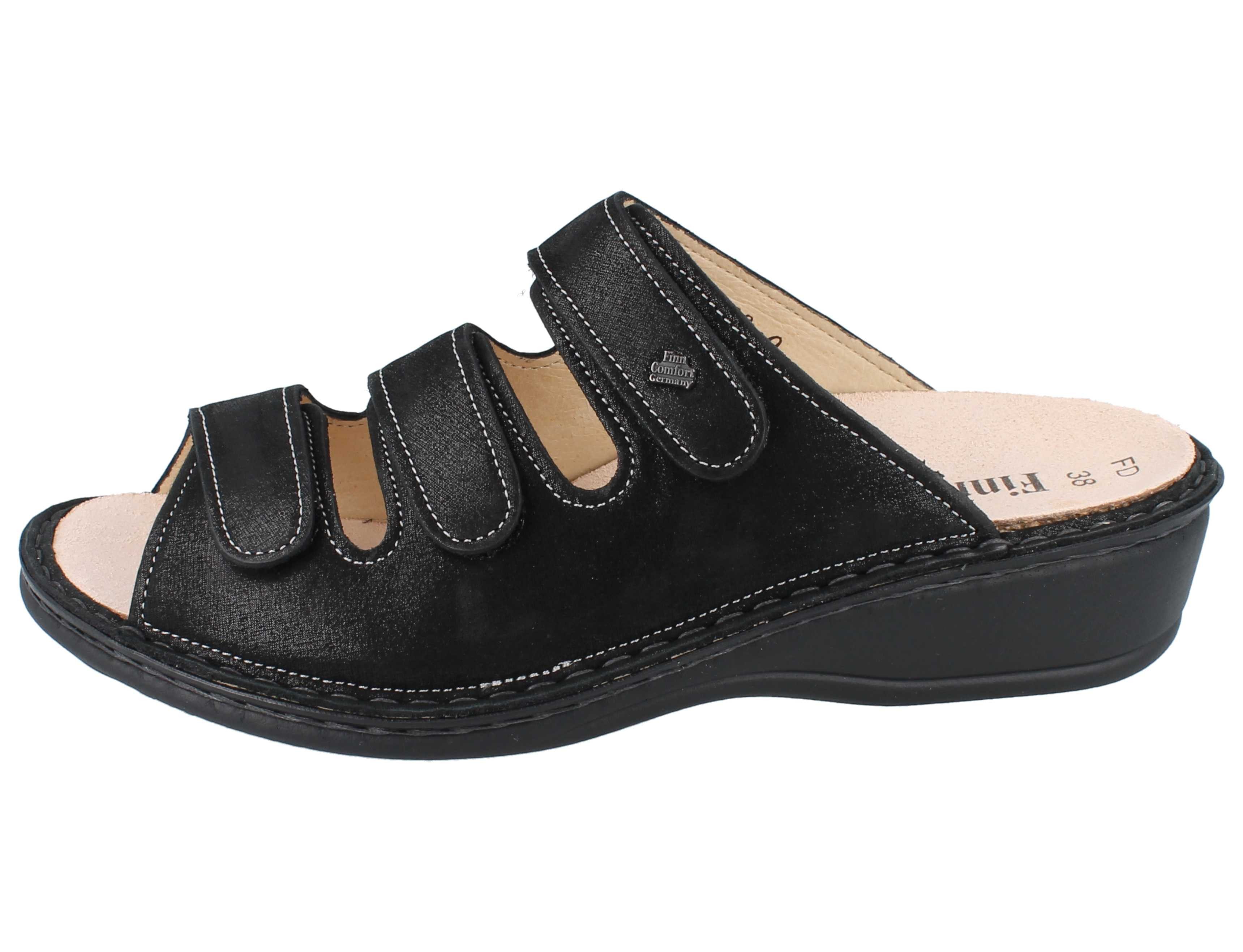 Finn Comfort FINN COMFORT Pisa Damen Pantolette schwarz Brina Nubukleder - Größe: Pantolette Wechselfußbett