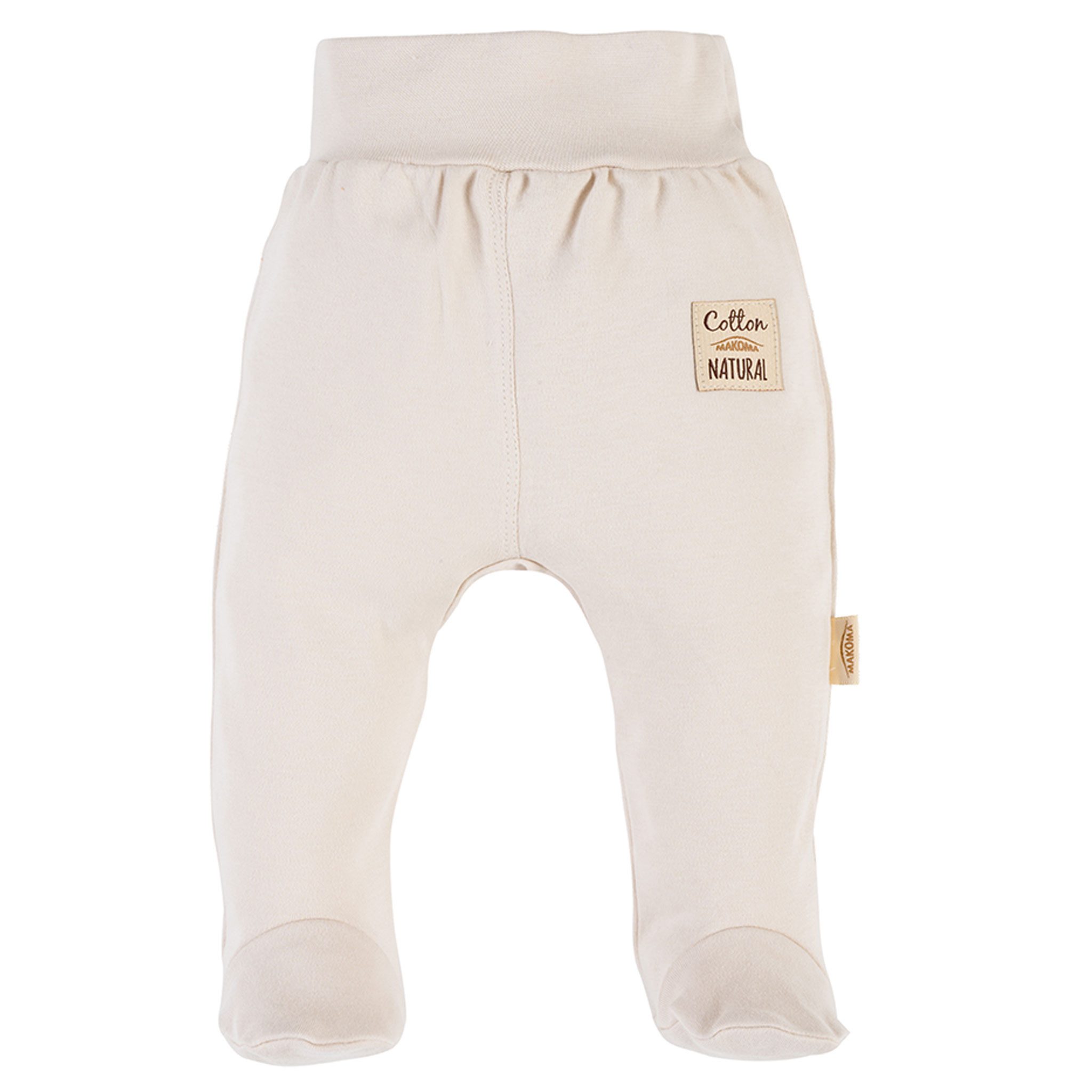 Makoma Stoffhose Baby Hose mit Fuß Strampelhose Junge & Mädchen Neutral Beige (1-tlg) 100% Baumwolle