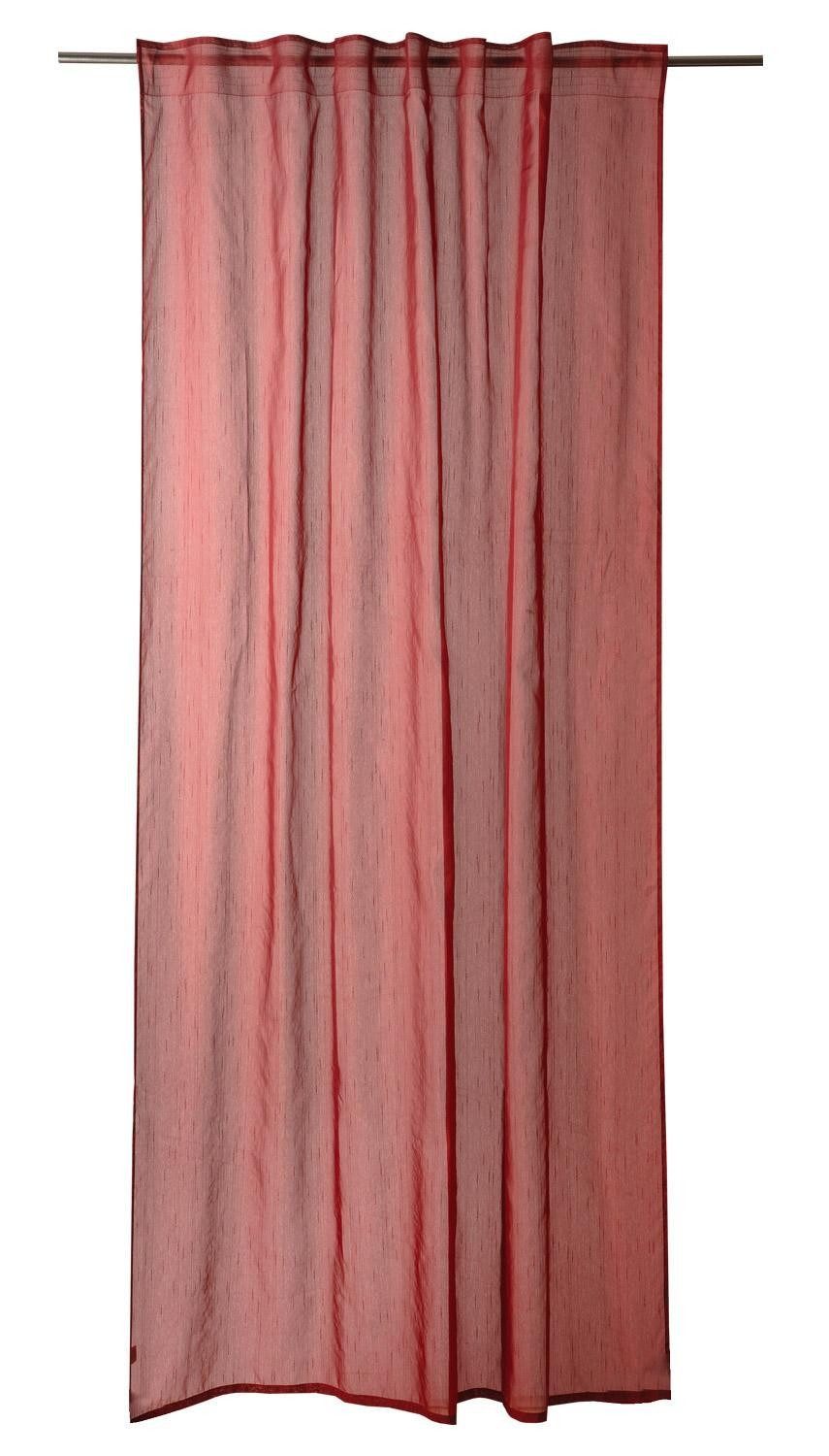 Home4You Vorhang, 140 x 245 cm, Dunkelrot, Querbalken, (1 St), verdeckte Schlaufen, halbtransparent, Polyester, waschbar