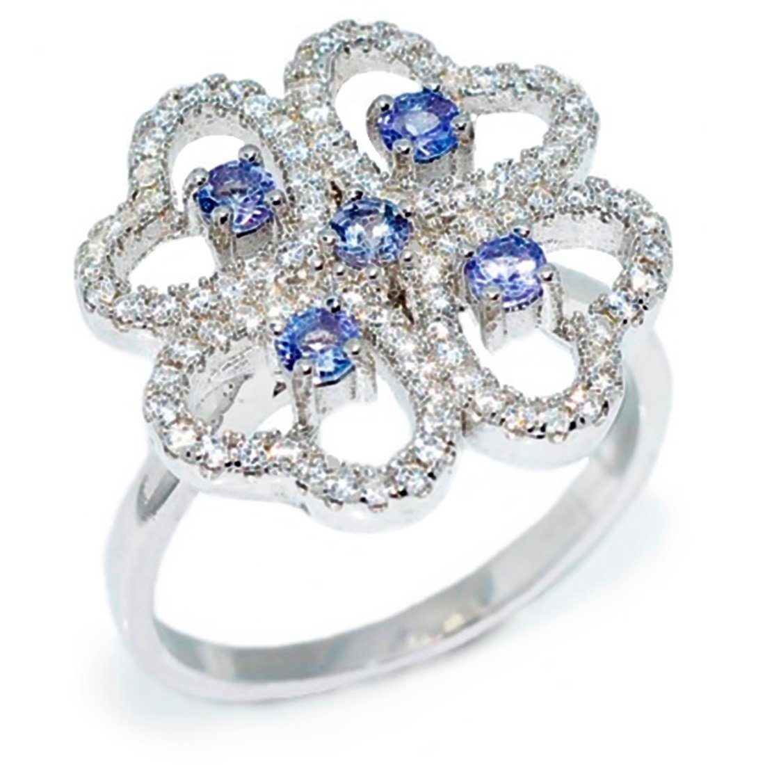 Goldene Hufeisen Silberring Tansanit Ring aus 925 Sterlingsilber Damen echte Edelsteine Herzform, Einzelstück, Handarbeit