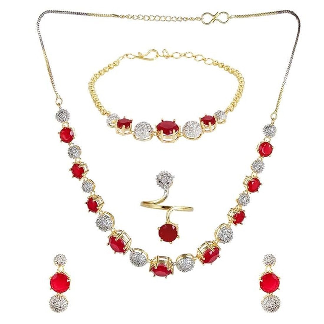 Schmuckset Amerikanische Diamant-Halskette Schmuck-Set Für Frauen & Mädchen