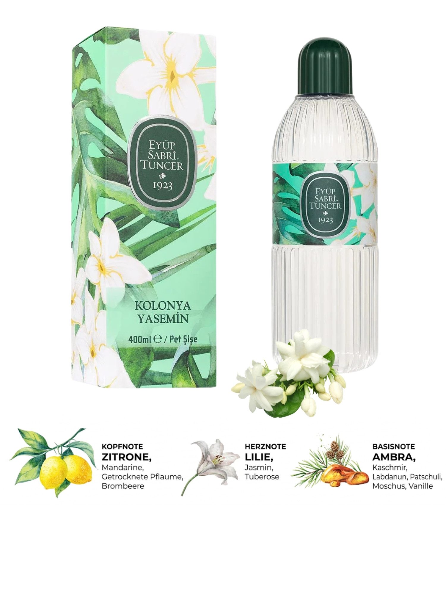 EYÜP SABRI TUNCER Eau de Cologne Erfrischendes Kölnisch Wasser Duftwasser, 150ml Spray & 400ml Vorrat, Große Duftvielfalt: Von frischen Zitrusaromen bis zu exotischen Blüten