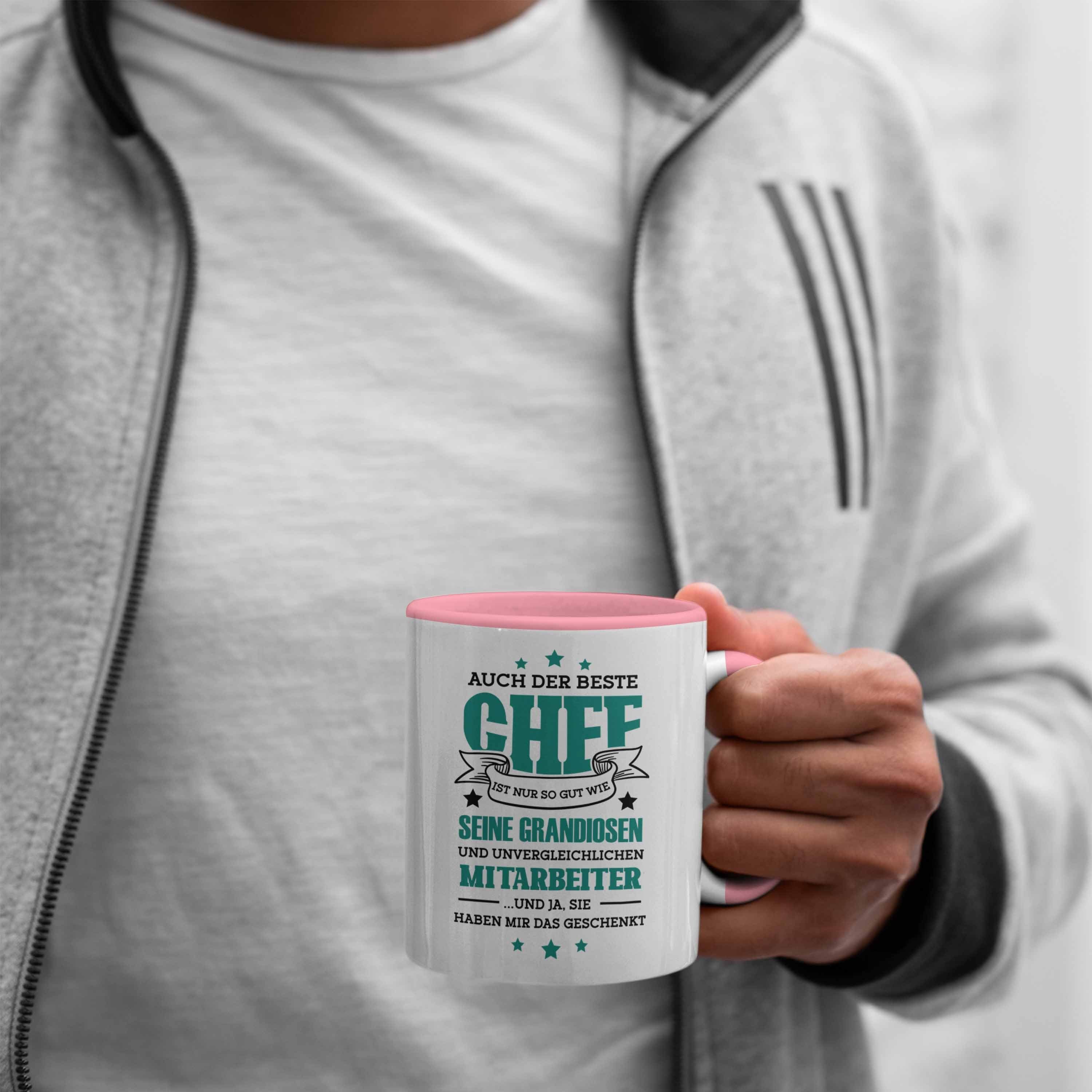Trendation Tasse Tasse Geschenk Kaffeetasse Mitarbeitern von Spruch Rosa Chef für