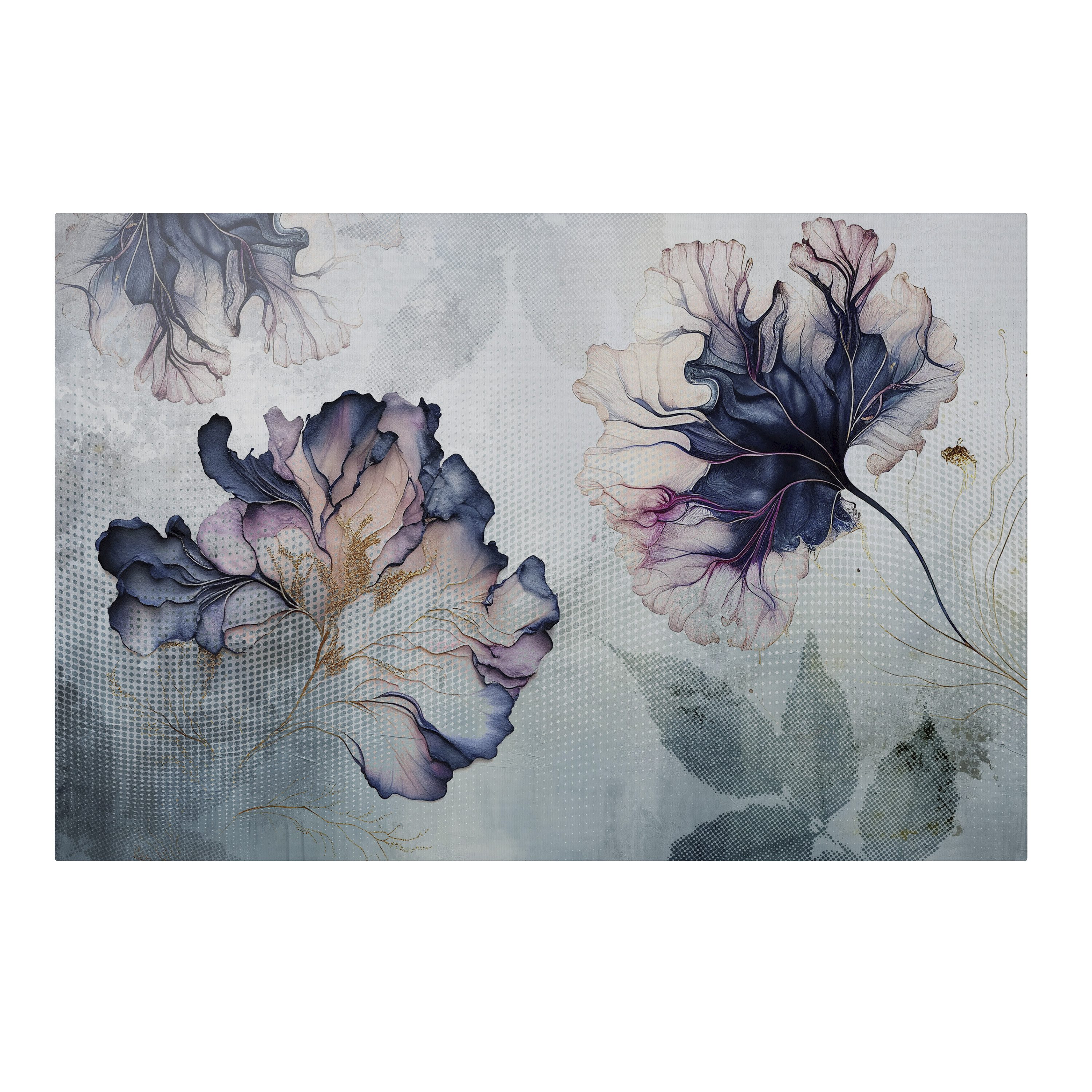 SPACEREBELS Leinwandbild ICY BLOSSOMS, Blumen & Pflanzen (1 St), 3 cm Keilrahmen, Baumwollleinwand