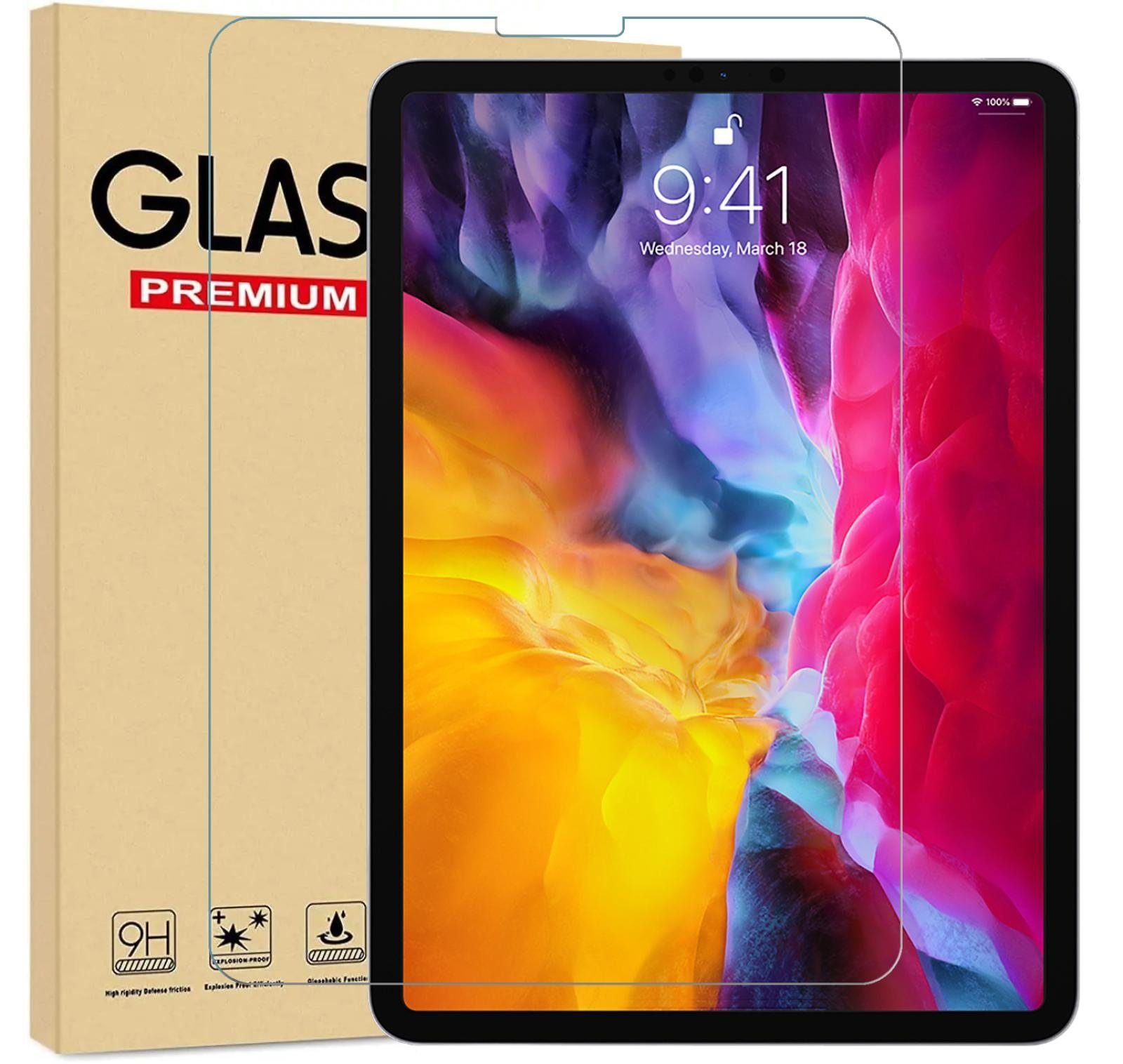 Numerva Schutzfolie Panzer Folie für Apple iPad Pro 11 (2020 / 2021), (Schutzfolie, 1x Schutzfolie 2x Reinigungstücher), Tablet Display Schutzglas Folie Echt Glas Folie 9H