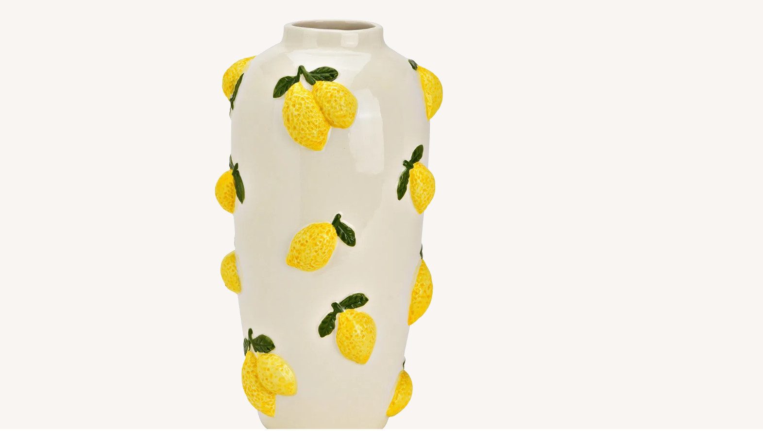Wurm Dekovase Vase mit 3D Früchten Zitrone 26cm türkis oder weiss, 3D Zitronen