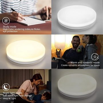 JDONG LED Deckenleuchte Dimmbar mit Bluetooth Lautsprecher, LED fest integriert, Fernbedienung oder APP-Steuerung, RGB Farbwechsel, Kaltweiß, Warmweiß, Neutralweiß, Tageslichtweiß, RGB, mit weißes Rauschen & beruhigende Klänge für Kinder & Erwachsene