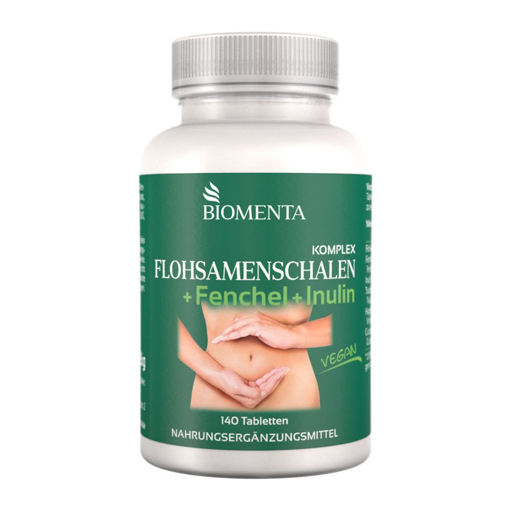 BIOMENTA Flohsamenschalen Komplex - 140 Tabletten + Fenchel und Inulin Tabletten, 140 St., 126 g