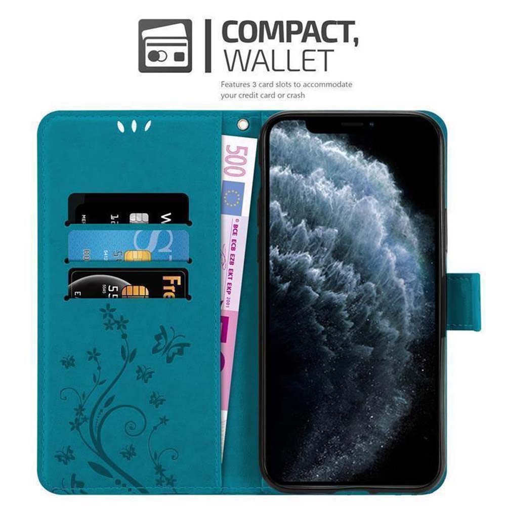 Cadorabo Handyhülle für iPhone 11 PRO MAX Hülle Apple iPhone 11 PRO MAX, Hülle Schutzhülle Blumen Flower mit Standfunktion Kartenfach Magnet
