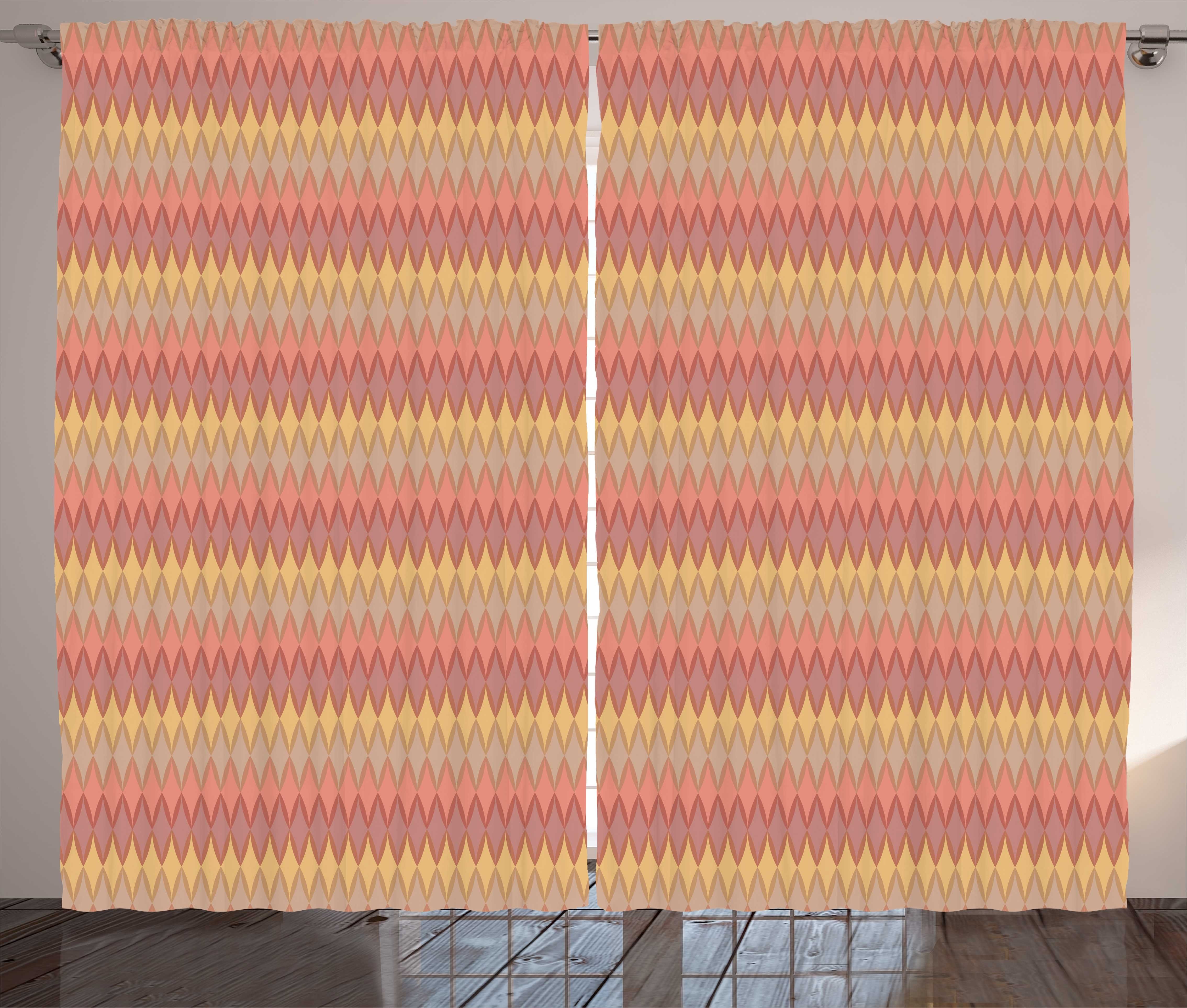 Gardine Schlafzimmer Kräuselband Vorhang mit Schlaufen und Haken, Abakuhaus, Gedämpfte Farben Abstrakt Autumn Shapes
