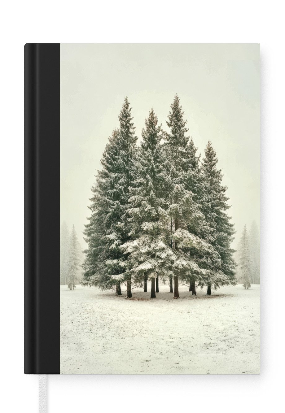 MuchoWow Notizbuch Bäume - Schnee - Weiß, Notebook, Notizblock a5, Tagebuch, Journal Liniert