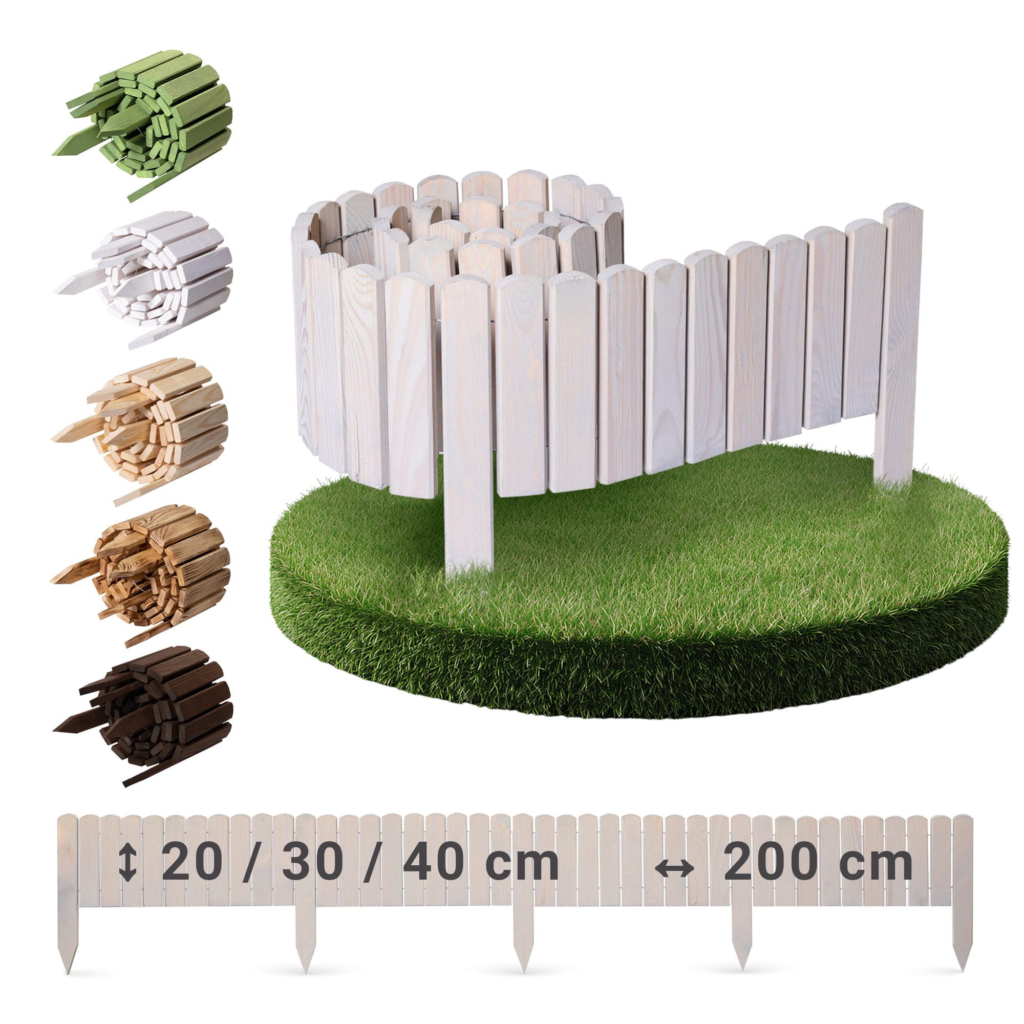 BooGardi Beetumrandung Rollborder, LxH: 200x20 cm, 3 Höhen Beeteinfassung Beetrolli Steckzaun Zaun