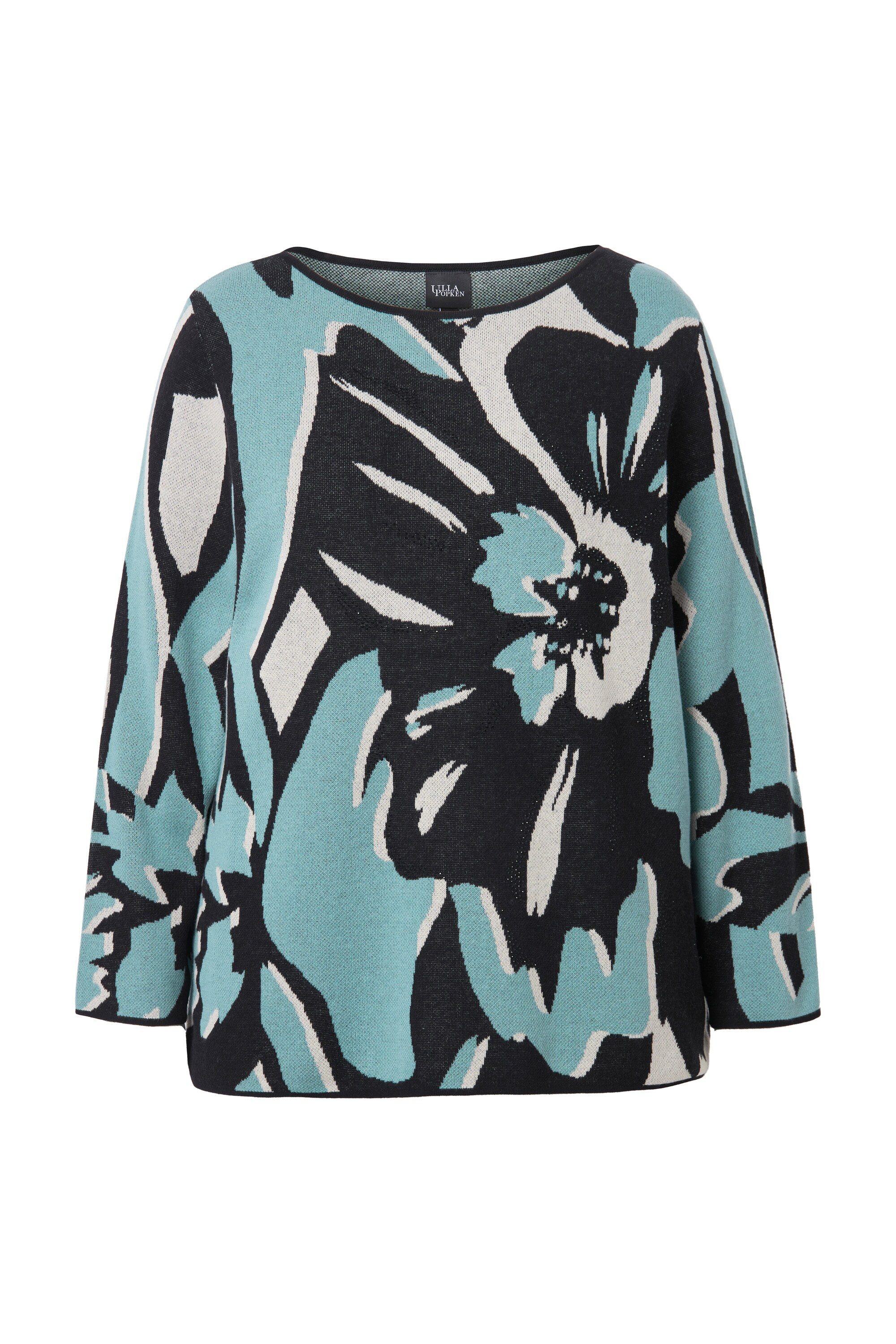 Ulla Popken Jacquardpullover Pullover Oversized U-Boot-Ausschnitt günstig online kaufen