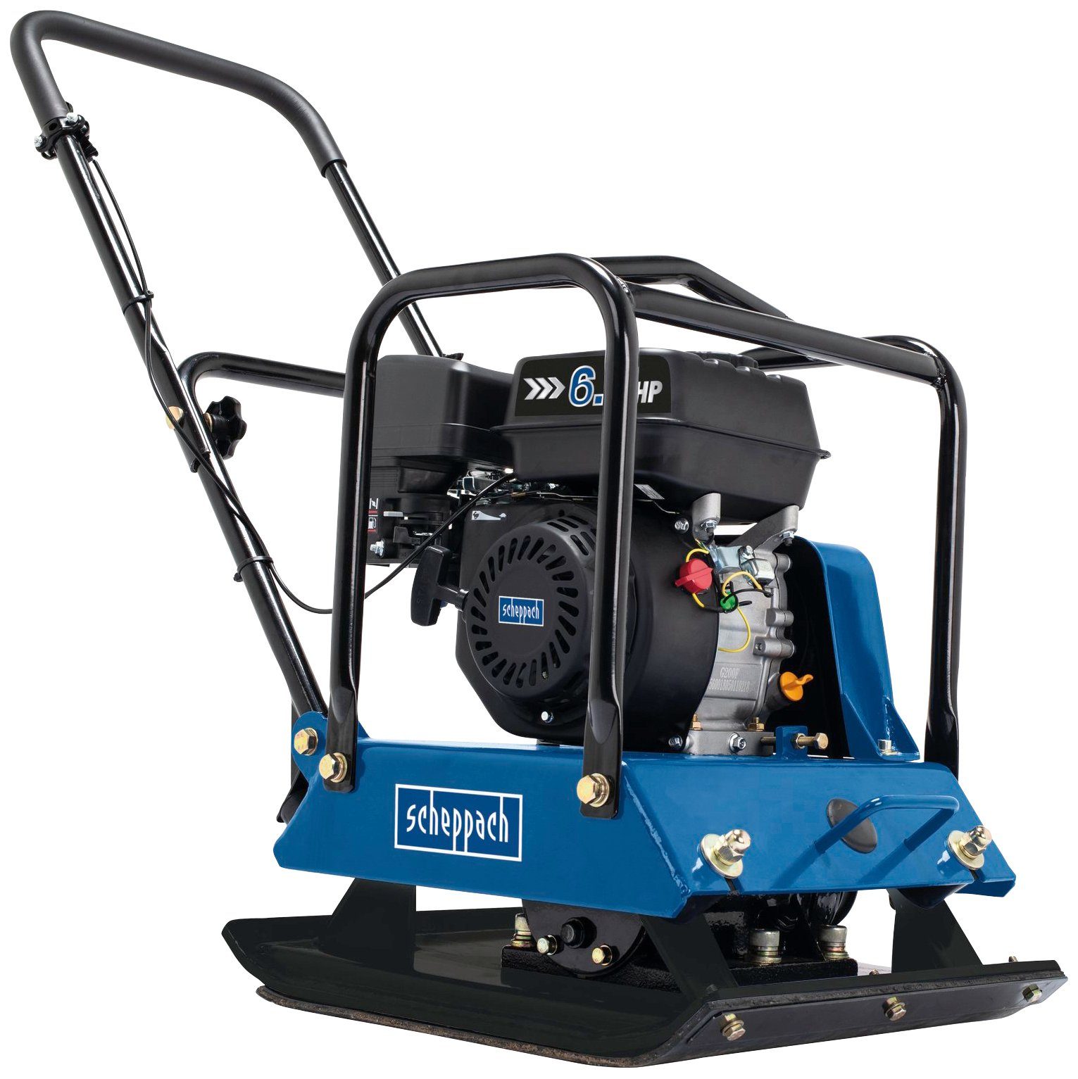 Scheppach Rüttelplatte HP2200S, max. 4200 vpm, (LxB) 55x44 cm, Inklusive Gummimatte für Pflasterarbeiten