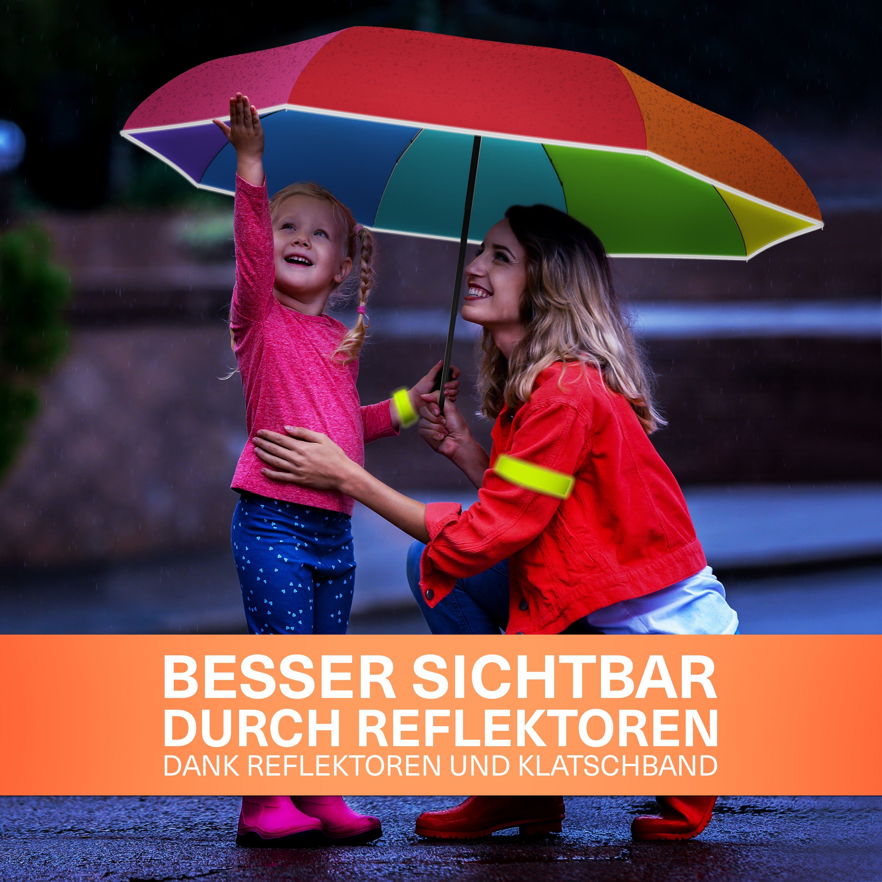 Styngard Taschenregenschirm Rotterdam, Regenschirm Kinder mit Sicherheitsreflektoren - Kinderschirm