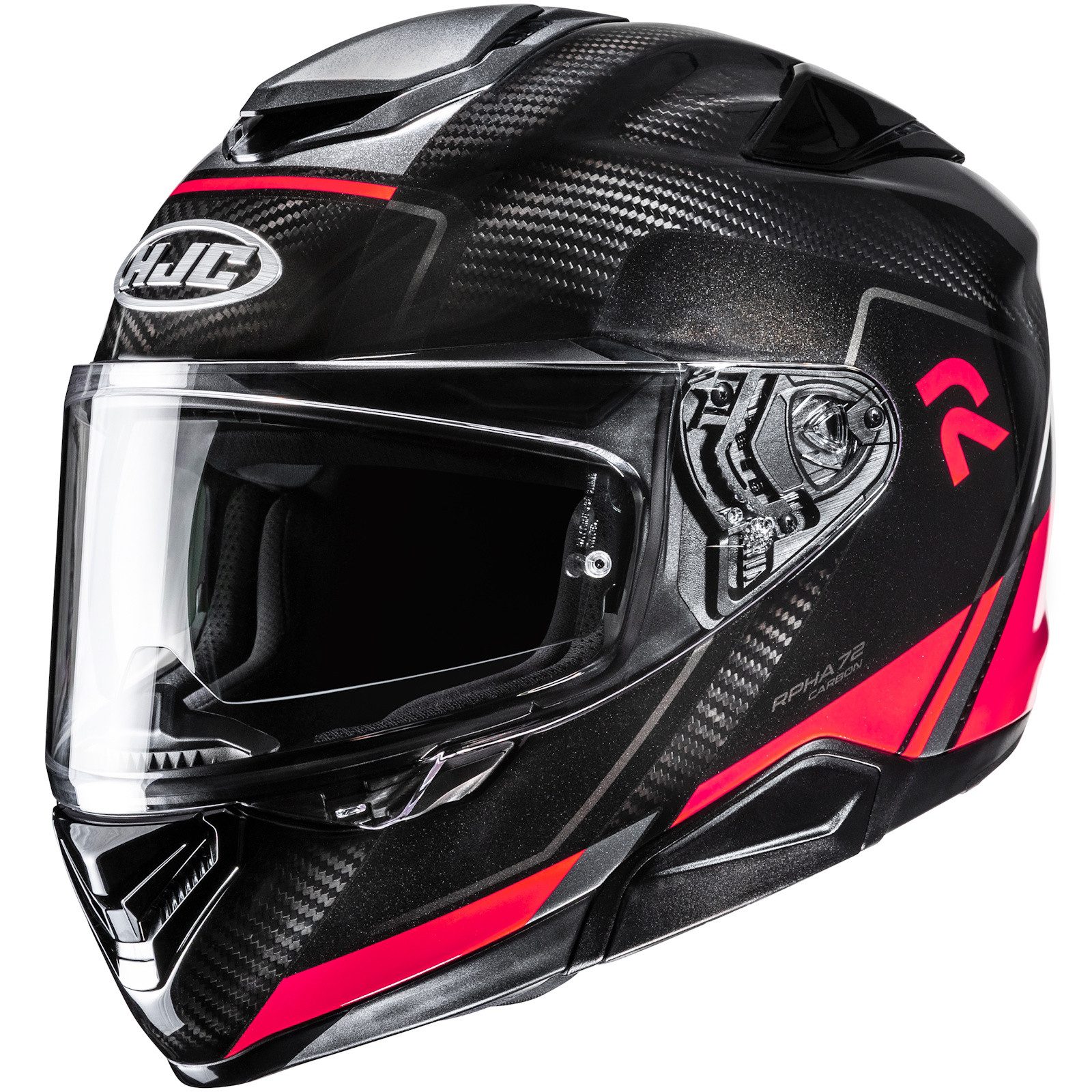 HJC Motorradhelm HJC RPHA 72 Carbon Fynex MC1 Integralhelm Schwarz / Rot XL (1er Set), integralhelm motorrad